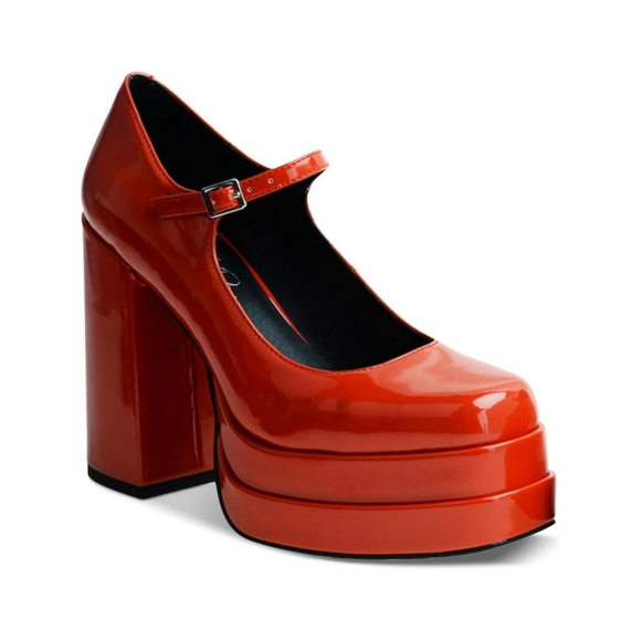 WILD PAIR Women Red Chunky Platform Block Heel Pumps Shoes 9.5 M Mary Janes - Picture 2 of 10